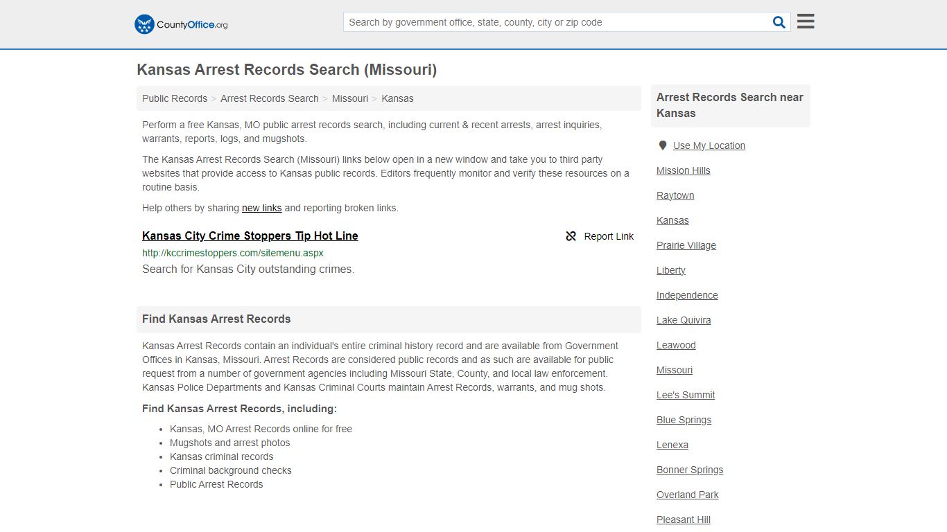 Arrest Records Search - Kansas, MO (Arrests & Mugshots) - County Office